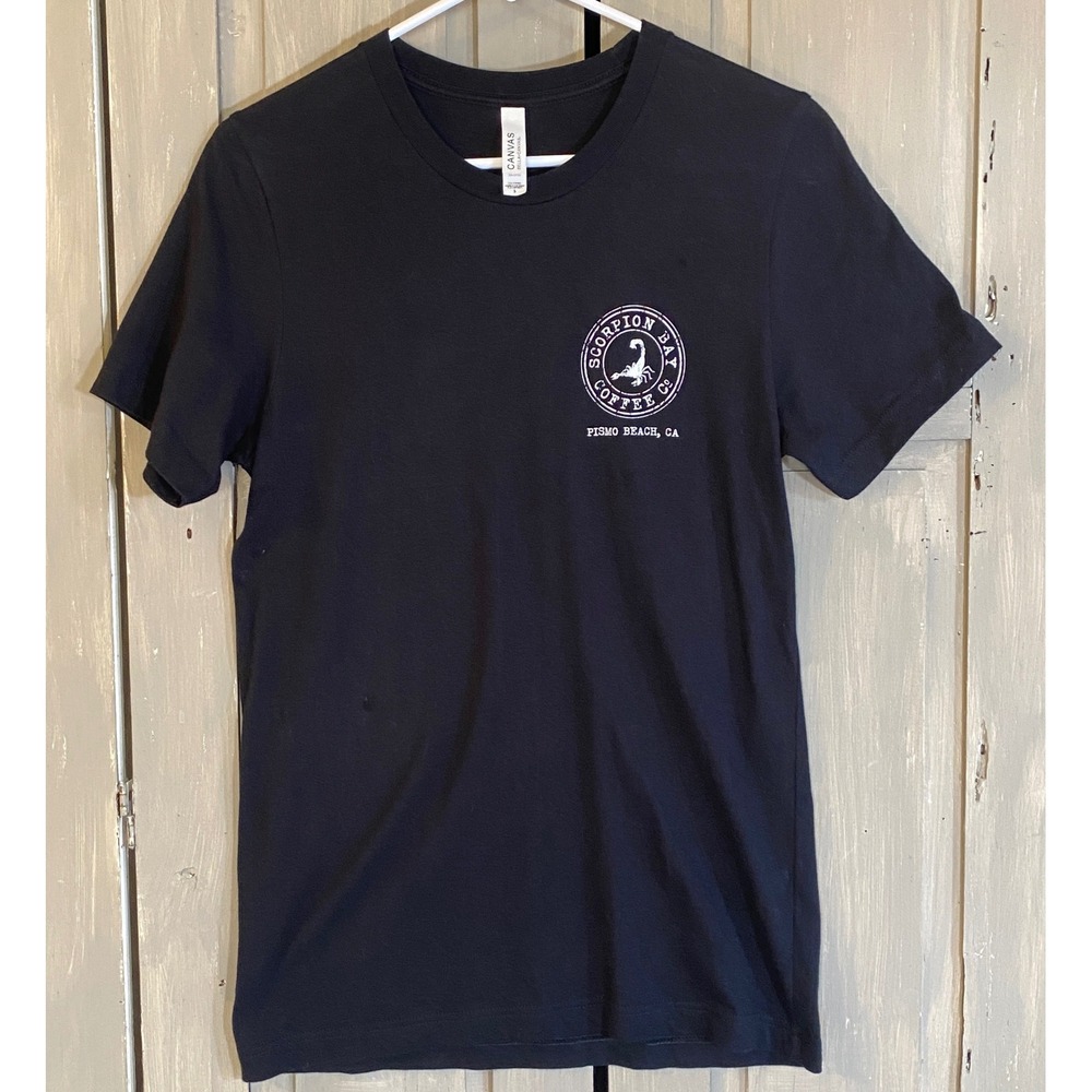 Scorpion Bay Coffee Co Pismo Beach CA Black Graphic T-Shirt Unisex Small Vacay - Picture 2 of 4